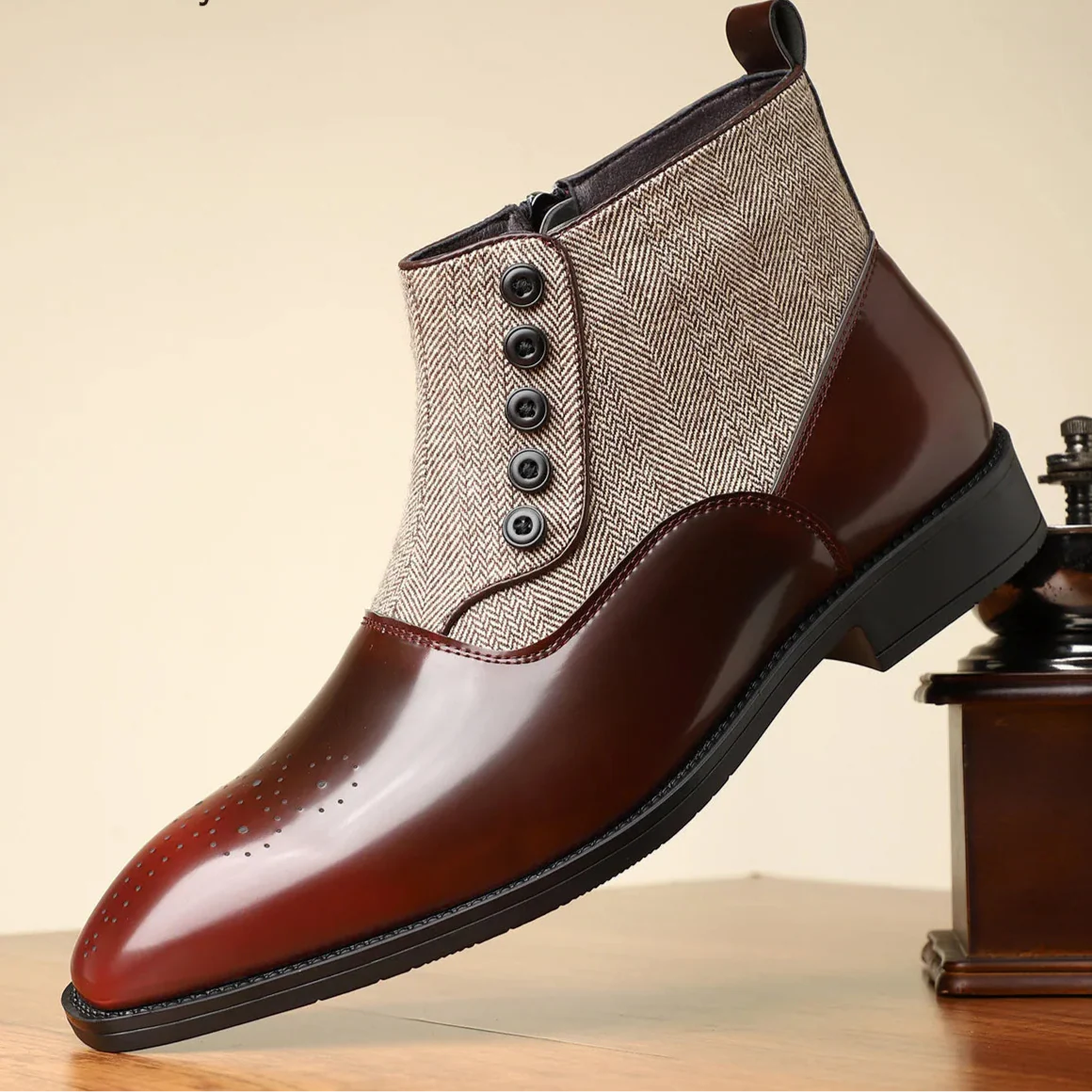 Sergio Titian Tweed Leather Brogue Boots