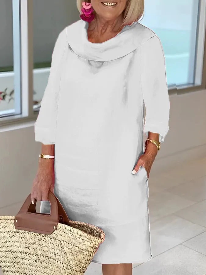 Zerena - Casual Cotton Pile Collar Dress