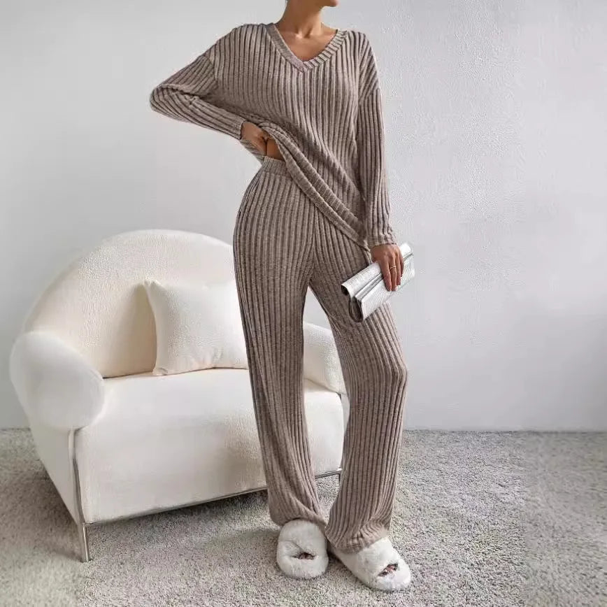 Avencea - 2-Piece Lounge Set - Ribbed Pattern