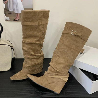 Michelle | Women’s Leather Thigh-High Boots with Buckle