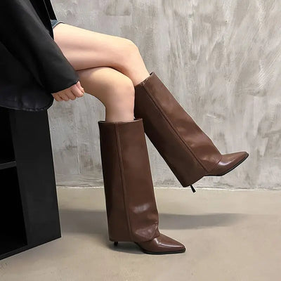 Morgan | Women’ s Leather Thigh-High Boots with Buckle