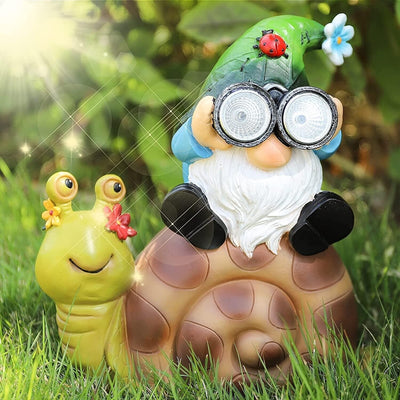 Garden Explorer Solar Gnome on Snail