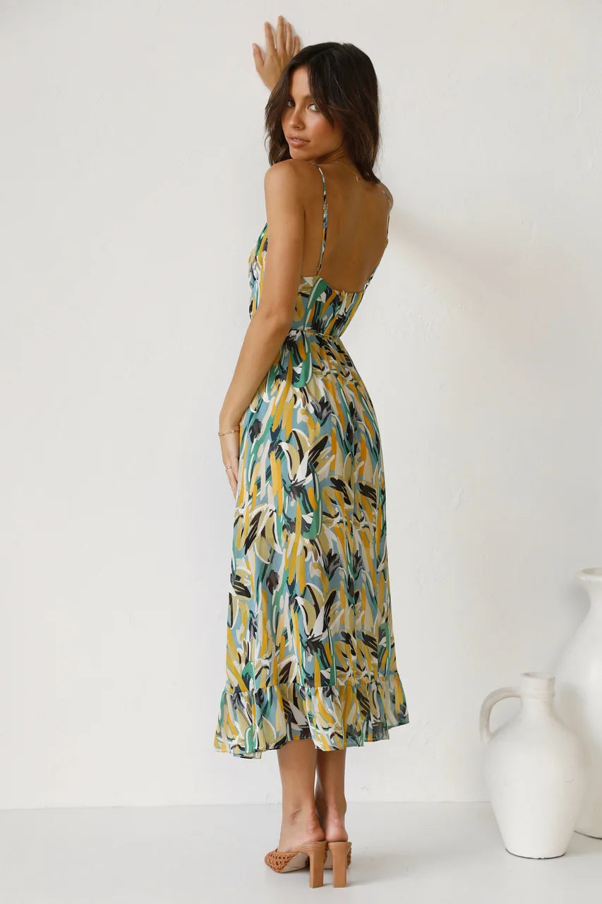 Isla | Sunset Brushstroke Midi Dress