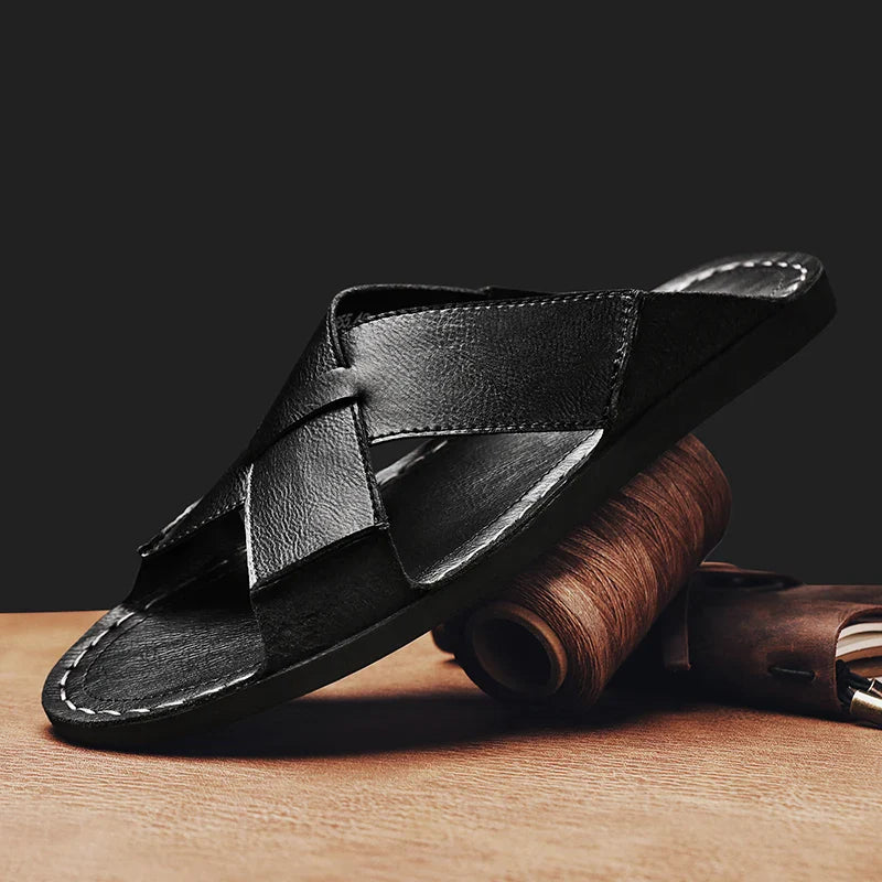 Naxos Leather Slide Sandal