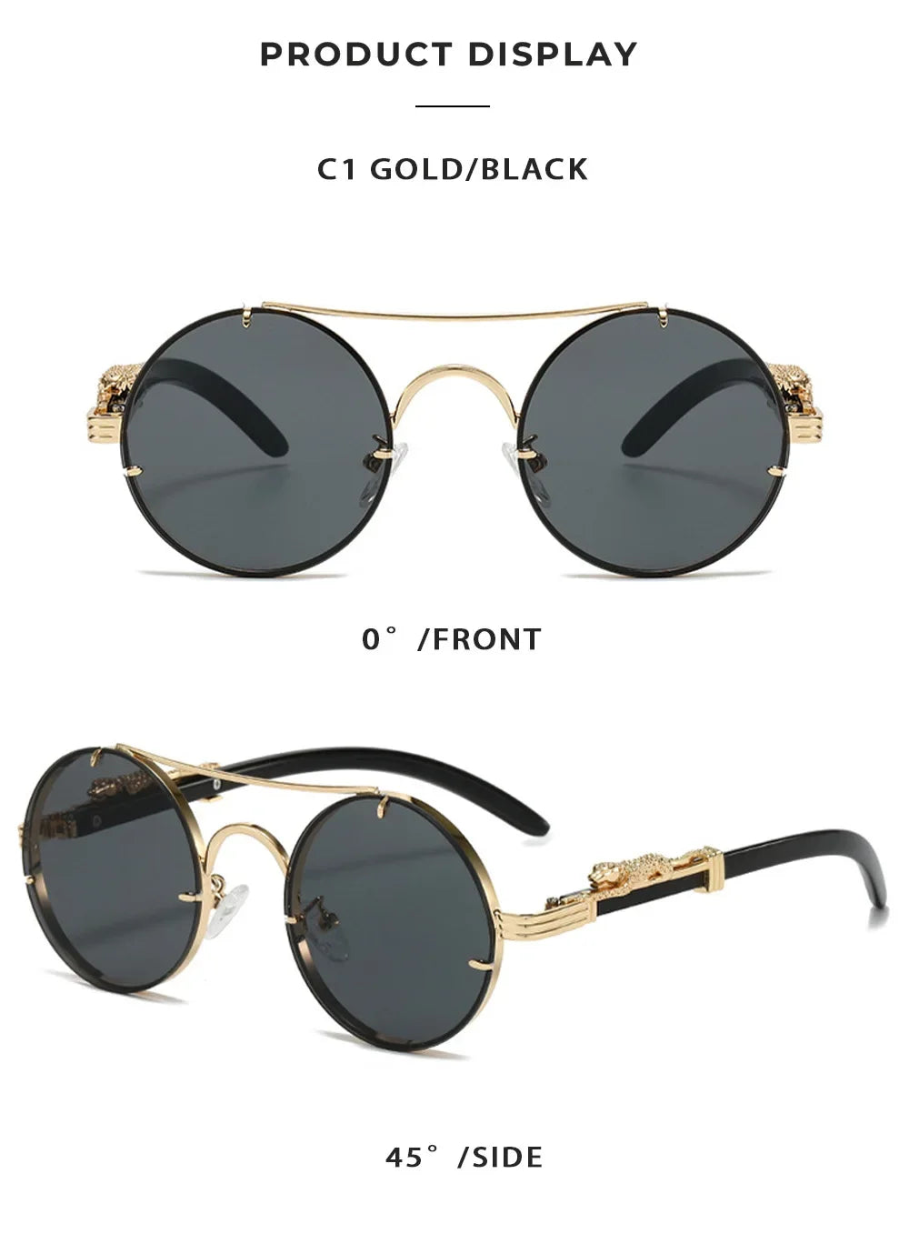 Nerio Tavolaro Vintage Round Baroque Sunglasses