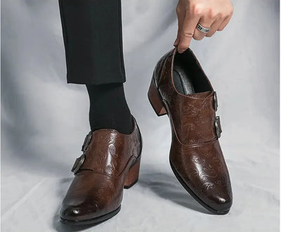 Leonardo Savarese Embossed Monk Strap Dress Arch Support Shoes