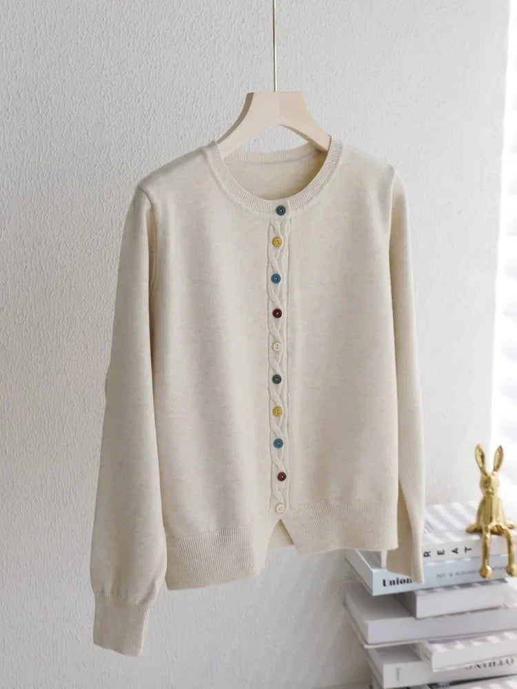 THE CLARISSE | COLOR-BUTTON CARDIGAN