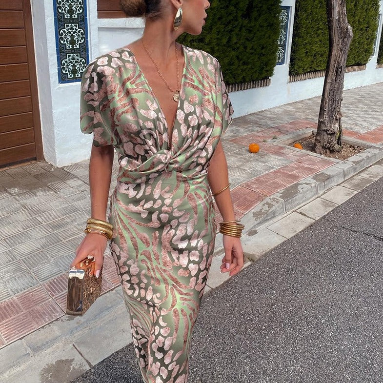 Roxane ~ Twisted V-neck maxi dress