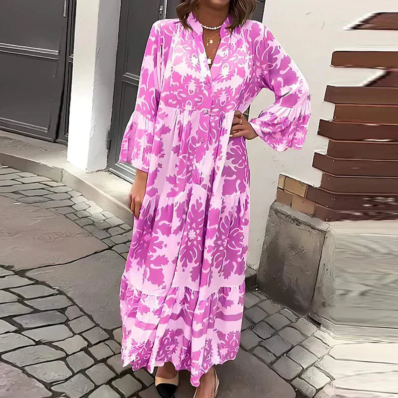 Ophelia - Flare Sleeve Boho Maxi Dress