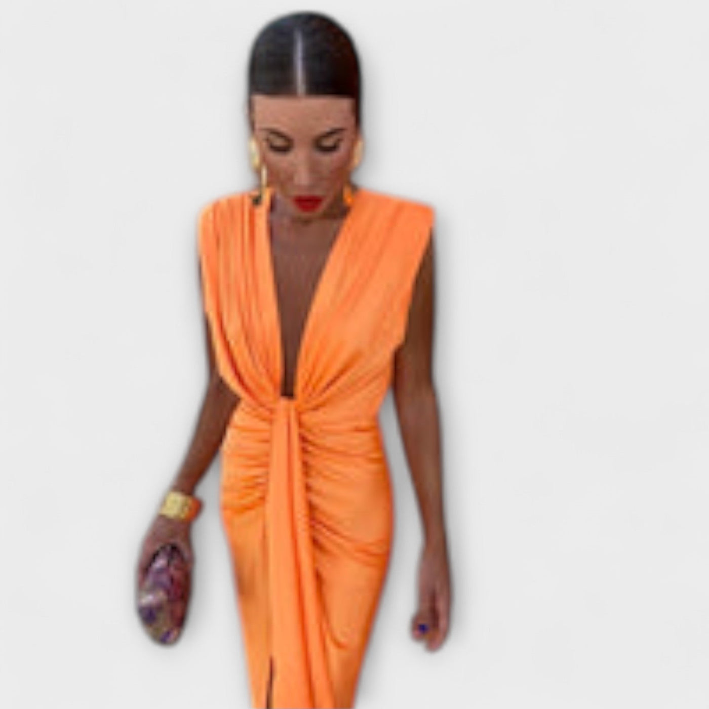 Leonora - Sophisticated Deep V-Neck Dress