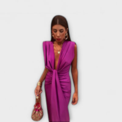 Leonora - Sophisticated Deep V-Neck Dress