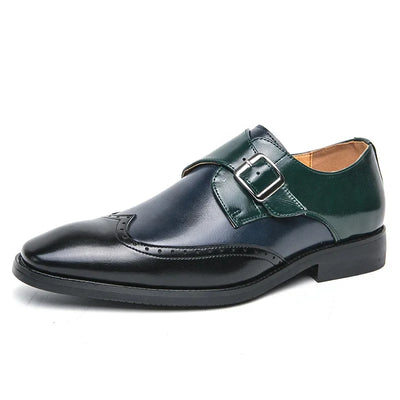 Bruno Lombardo Monk Strap Brogue Leather Shoes