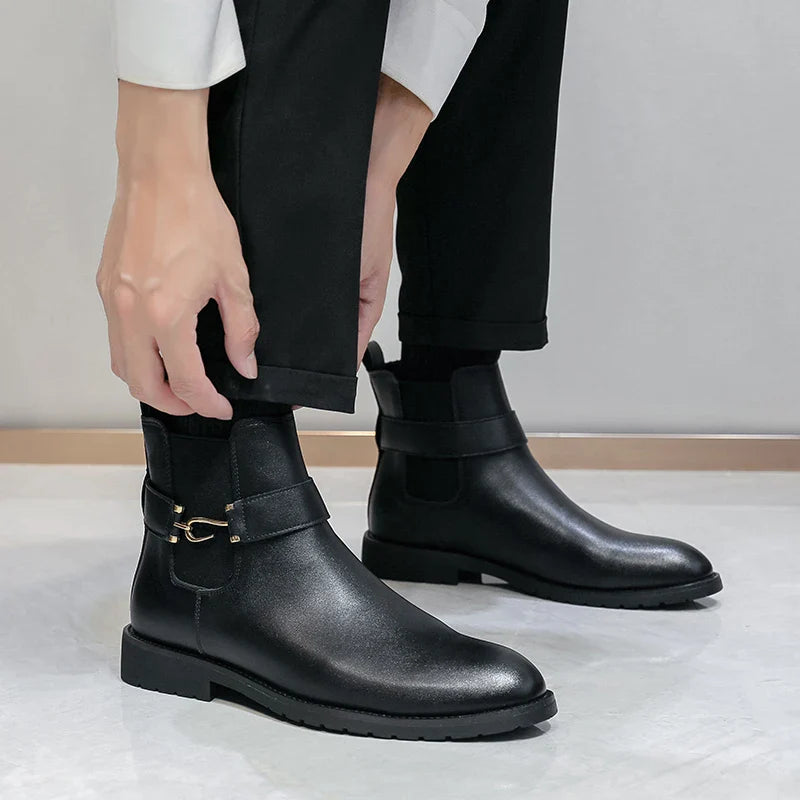 Dante Raphael Leather Strap-Detailed Chelsea Boots