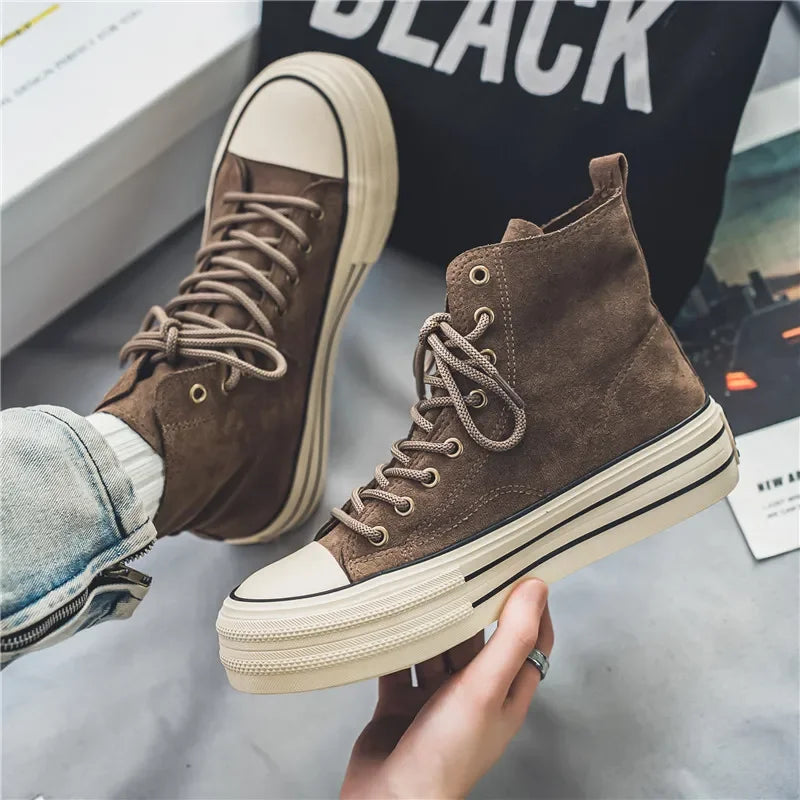 Benoît Lucarini Men’s Suede Vintage High-Top Sneakers