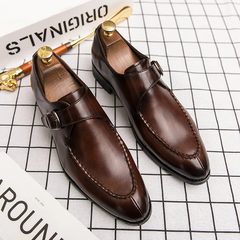 Damien Bellorini Classic Buckle Monk Strap Loafers