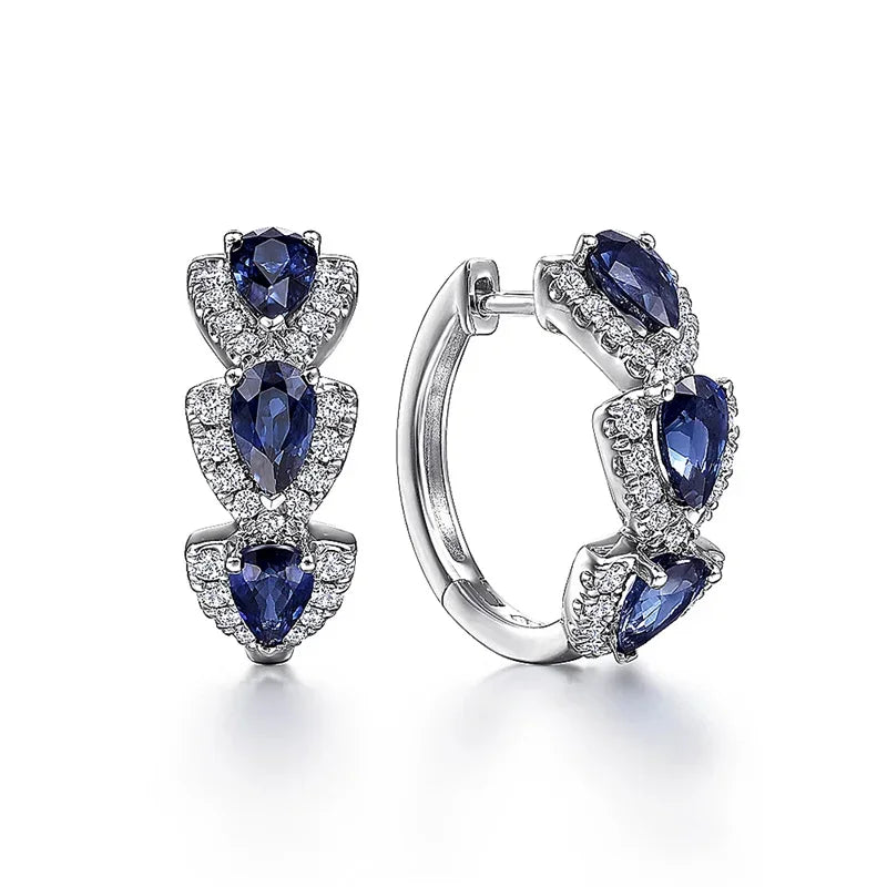 Royal Sapphire Crest Earrings | White Gold 16k