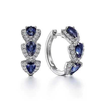 Royal Sapphire Crest Earrings | White Gold 16k