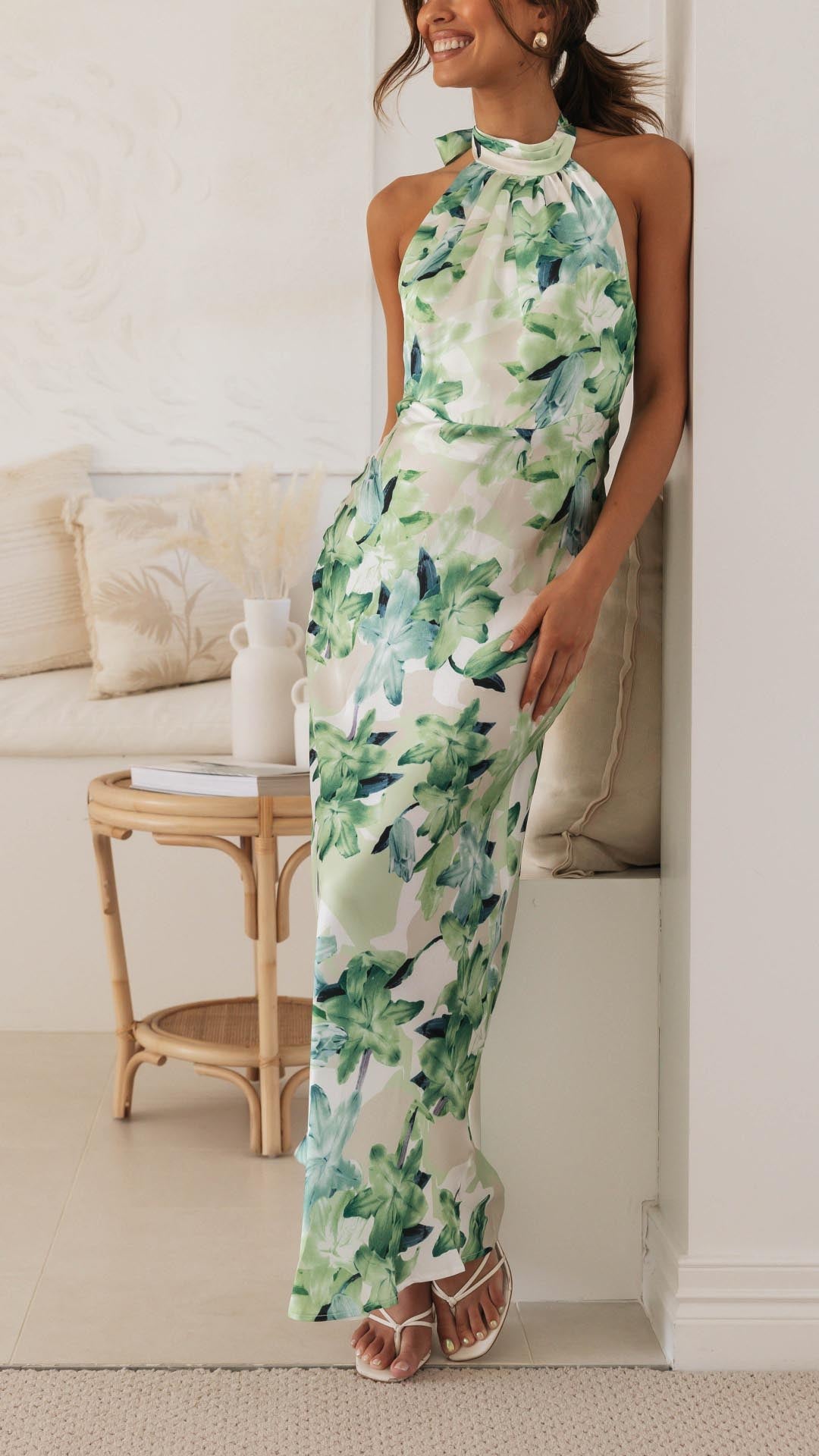 Shannon | Floral Halter Maxi Dress