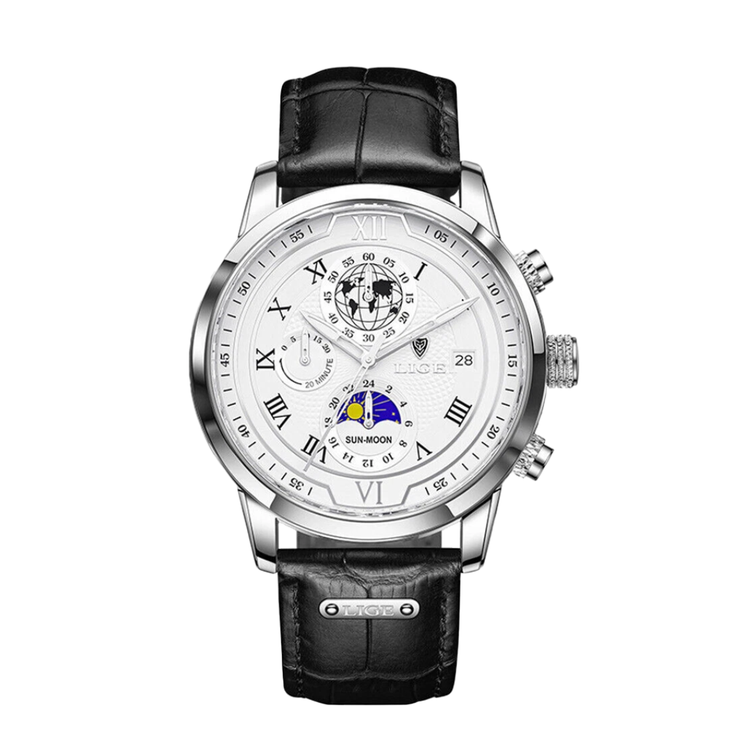 Liam | Celestial World-Time Leather Watch