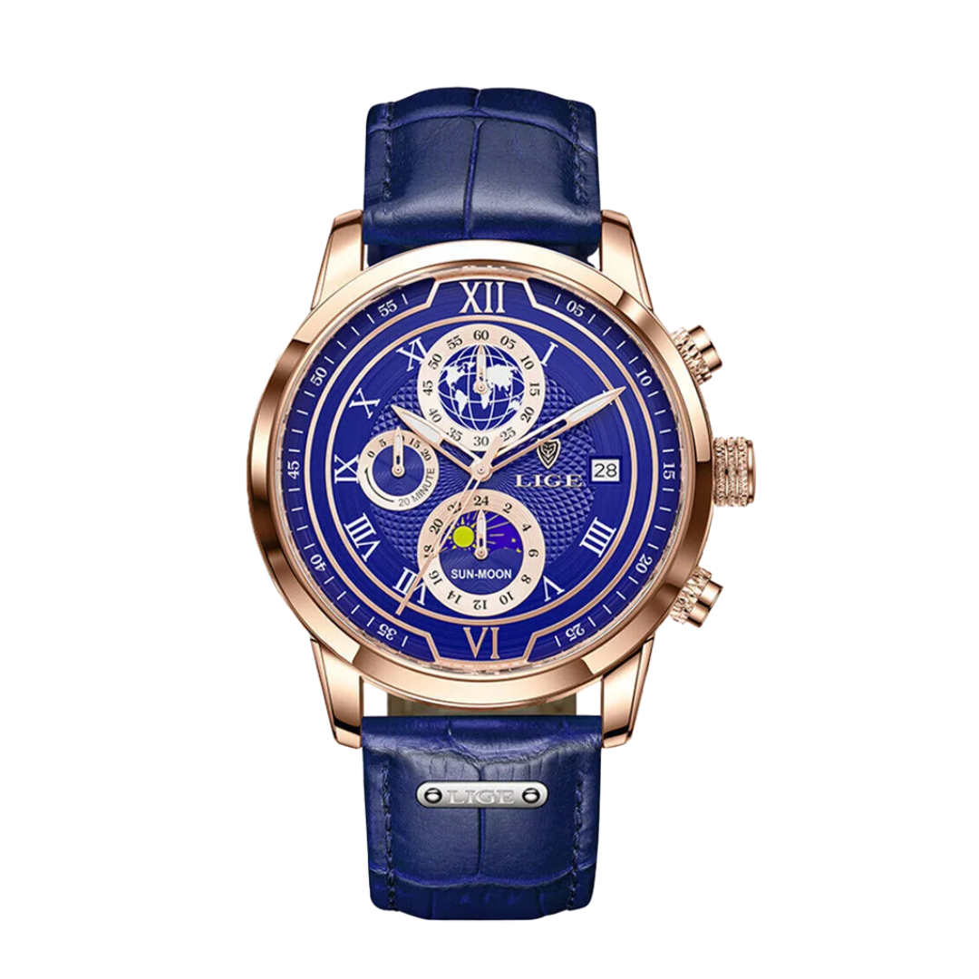 Liam | Celestial World-Time Leather Watch