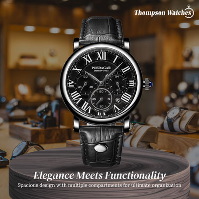 Lucas | Timed Precision Leather Chronograph Watch