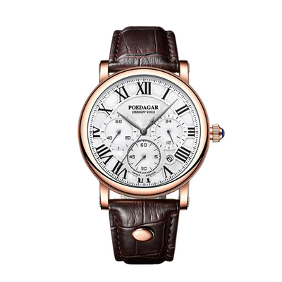 Lucas | Timed Precision Leather Chronograph Watch