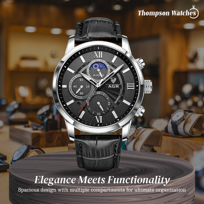 Ruben | Modern Moon Phase Leather Watch