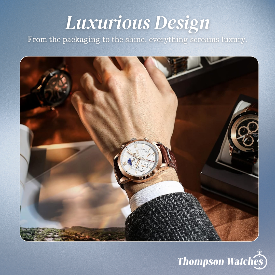 Ruben | Modern Moon Phase Leather Watch