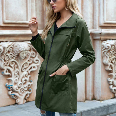 Megan | Women’s Casual Drawstring Hooded Rain Jacket