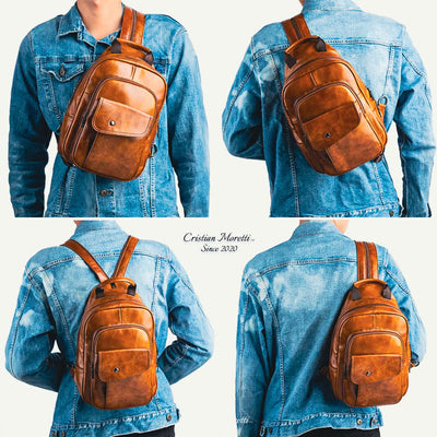 "Italiano" Genuine Leather Signature Backpack