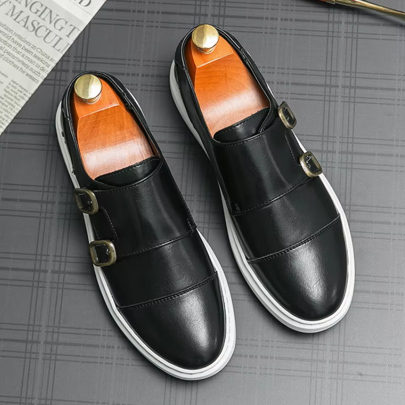 Jules Verneuil Double Buckle Leather Loafers