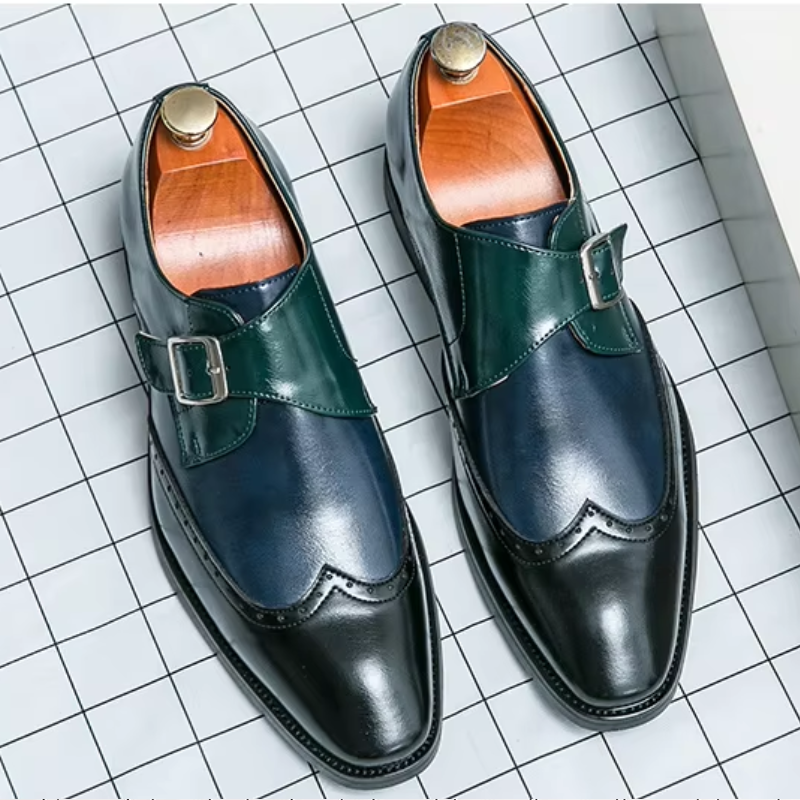 Bruno Lombardo Monk Strap Brogue Leather Shoes