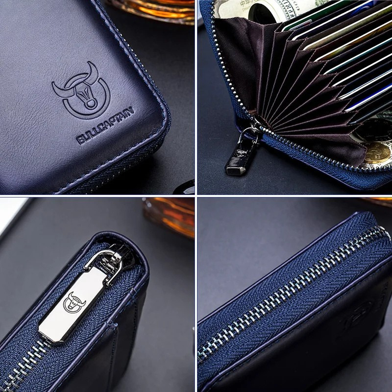 Vinthentic BULLCAPTAIN Compact RFID Leather Card Holder