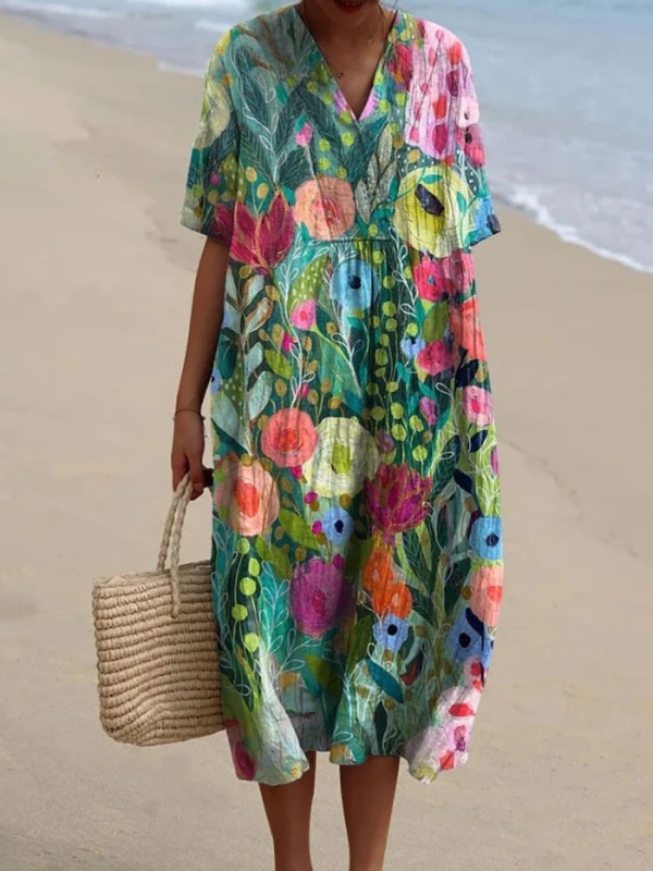 Haven - Watercolor Fluid Art Print Dress