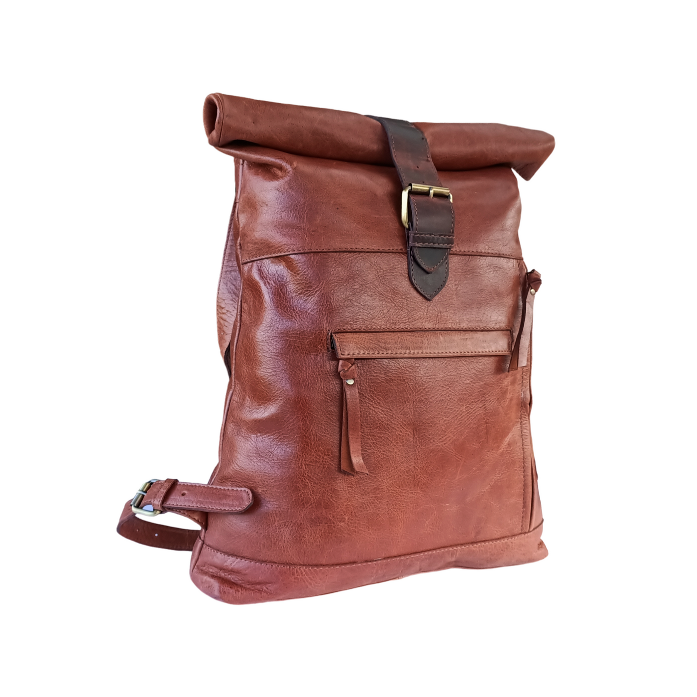 Dark Tan Leather Backpack