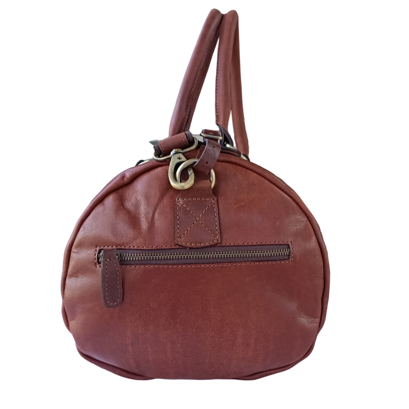 Light Brown Leather Duffel Bag