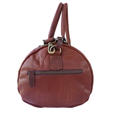 Light Brown Leather Duffel Bag
