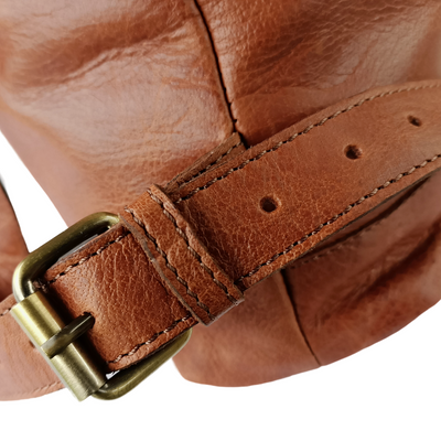 Dark Tan Leather Backpack