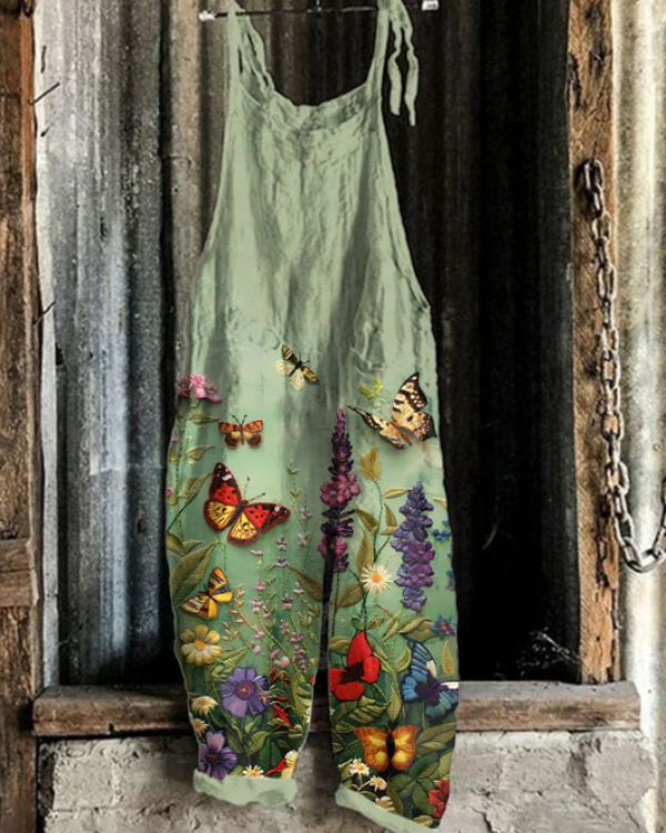 Solea | Lightweight handcrafted overall with butterflies and flowers