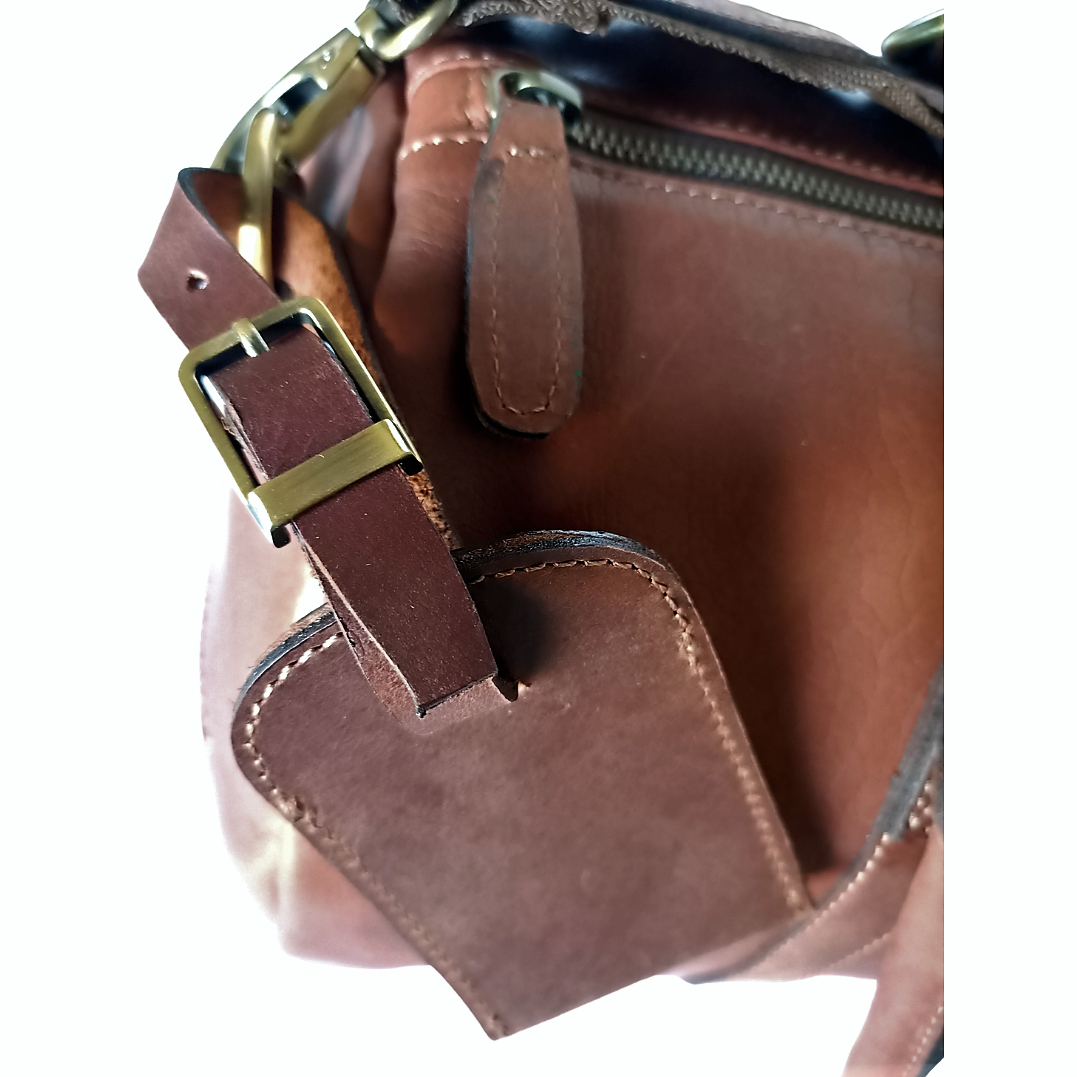 Light Brown Leather Duffel Bag