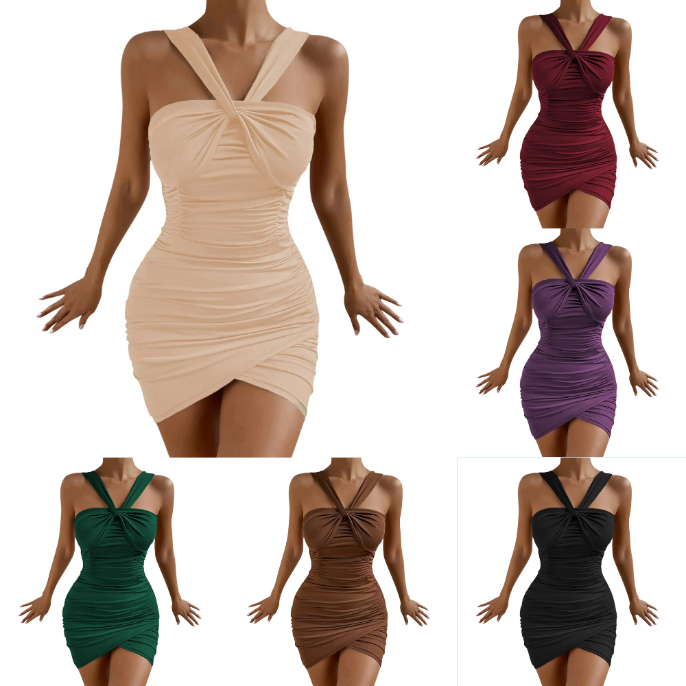 Avencea Neckholder Asymmetrical Bodycon Dress