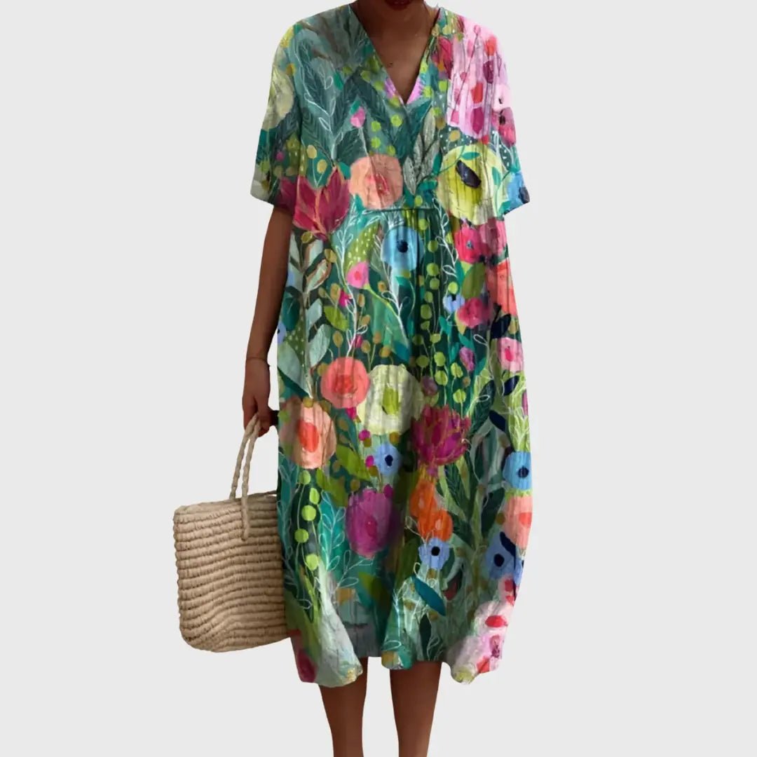 Ruby | Garden Bloom Watercolour Midi Dress