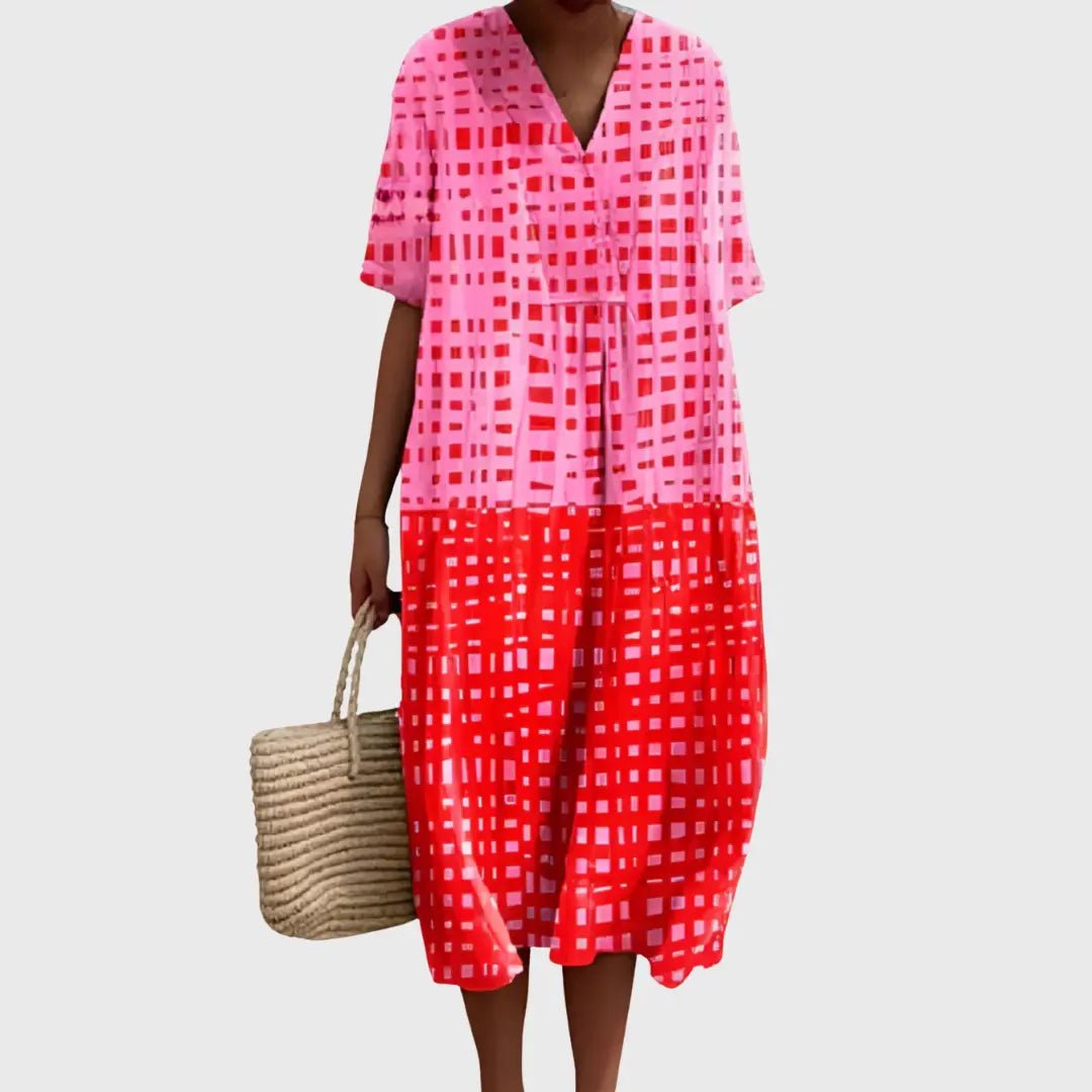 Tilly | Grid Pop Two-Tone Midi Dress