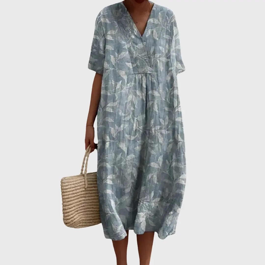 Remi | Misty Leaf Print Relaxed Midi Dress