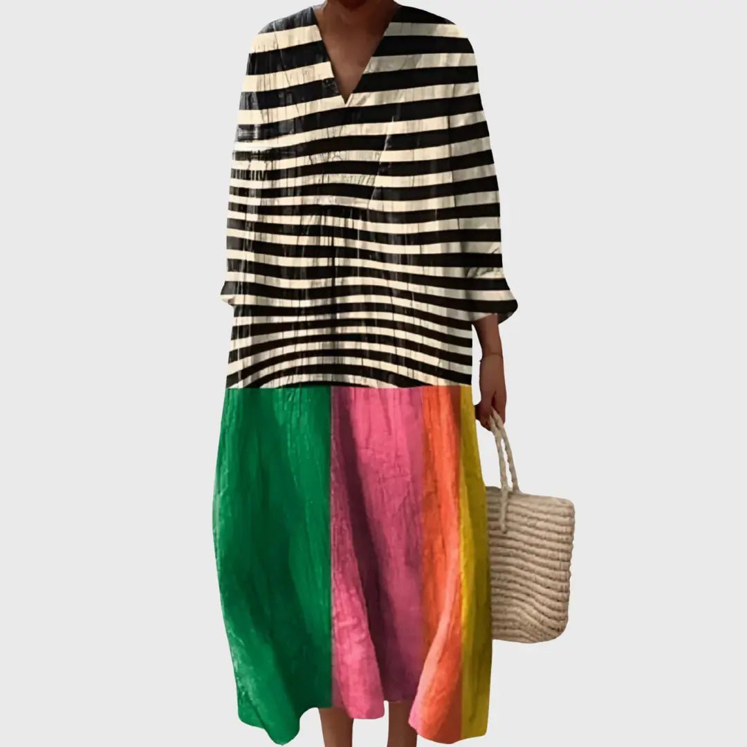 Bella | Striped & Rainbow Block Maxi Dress