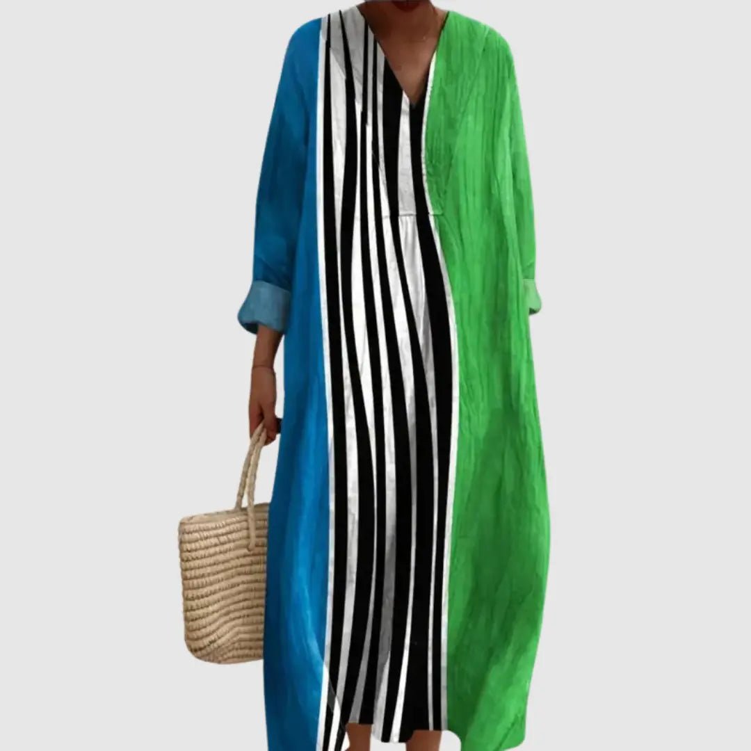 Kehlani | Colourblock Vertical Stripe Maxi Dress