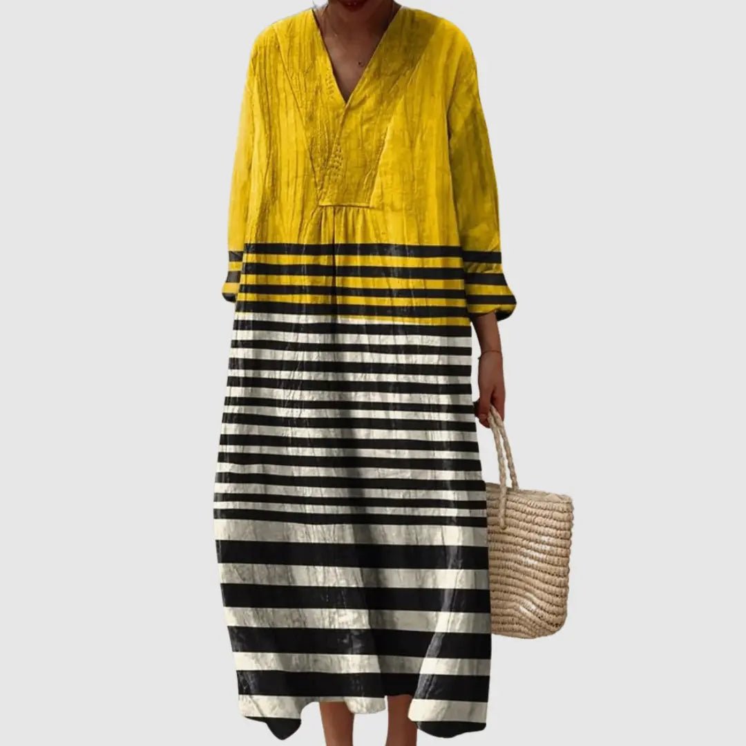 Ophelia | Sunshine Stripe Relaxed Midi Dress