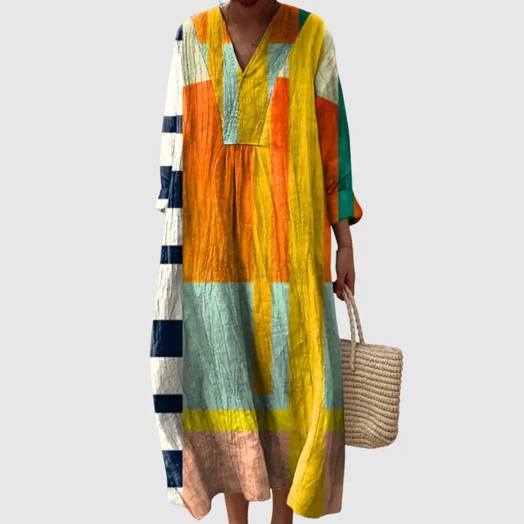 Zara | Sunrise Blocks Long Sleeve Midi Dress