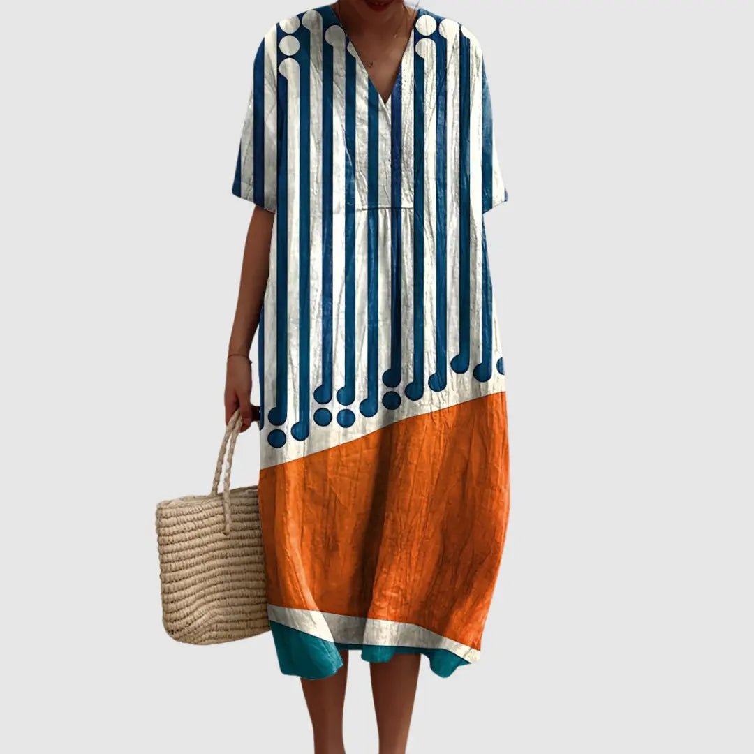 Tessa | Retro Rhythm Graphic Midi Dress