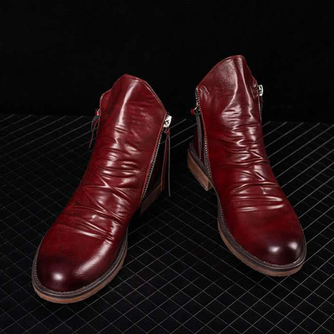 Avencea - Stylish Leather Zip Boots with Non-Slip Sole